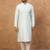 Men blue silk blend solid embroidered straight kurta