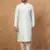 Men blue silk blend solid embroidered straight kurta