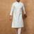 Men blue silk blend solid embroidered straight kurta