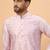 Men lavender silk blend solid embroidered straight kurta