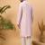 Men lavender silk blend solid embroidered straight kurta