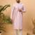 Men lavender silk blend solid embroidered straight kurta