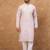 Men lavender silk blend solid embroidered straight kurta