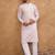 Men lavender silk blend solid embroidered straight kurta