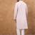 Men lavender silk blend solid embroidered straight kurta