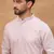 Men lavender silk blend solid embroidered straight kurta
