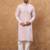 Men lavender silk blend solid embroidered straight kurta