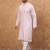 Men lavender silk blend solid embroidered straight kurta