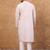 Men lavender silk blend solid embroidered straight kurta