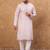 Men lavender silk blend solid embroidered straight kurta