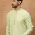 Men green silk blend solid embroidered straight kurta