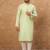 Men green silk blend solid embroidered straight kurta