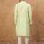 Men green silk blend solid embroidered straight kurta