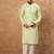 Men green silk blend solid embroidered straight kurta