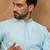 Men blue silk blend solid embroidered straight kurta