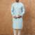 Men blue silk blend solid embroidered straight kurta