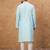 Men blue silk blend solid embroidered straight kurta