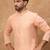 Men peach silk blend solid embroidered straight kurta