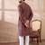 Men maroon silk blend printed mandarin collar straight kurta with trouser