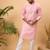 Men pink silk blend solid embroidered straight kurta