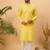 Men yellow silk blend solid embroidered straight kurta
