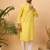 Men yellow silk blend solid embroidered straight kurta
