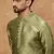 Men green silk blend solid woven design straight kurta
