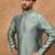 Men blue silk blend solid woven design straight kurta