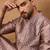 Men mauve silk blend solid woven design straight kurta