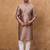 Men mauve silk blend solid woven design straight kurta