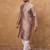 Men mauve silk blend solid woven design straight kurta