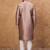 Men mauve silk blend solid woven design straight kurta