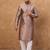 Men mauve silk blend solid woven design straight kurta