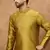 Men yellow silk blend solid woven design straight kurta