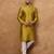 Men yellow silk blend solid woven design straight kurta