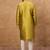 Men yellow silk blend solid woven design straight kurta