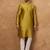 Men yellow silk blend solid woven design straight kurta