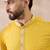 Men yellow silk blend embroidered mandarin collar straight kurta with trouser