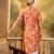 Men orange silk blend batik embroidered straight kurta