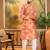 Men orange silk blend batik embroidered straight kurta