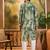 Men green silk blend batik embroidered straight kurta