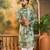 Men green silk blend batik embroidered straight kurta
