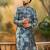Men blue silk blend batik embroidered straight kurta
