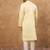 Men yellow silk blend solid embroidered straight kurta