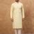 Men yellow silk blend solid embroidered straight kurta