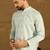 Men blue silk blend solid embroidered straight kurta