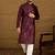 Men purple silk blend solid embroidered straight kurta