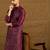 Men purple silk blend solid embroidered straight kurta