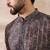 Men black silk blend printed mandarin collar straight kurta with trouser