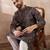 Men black silk blend printed mandarin collar straight kurta with trouser